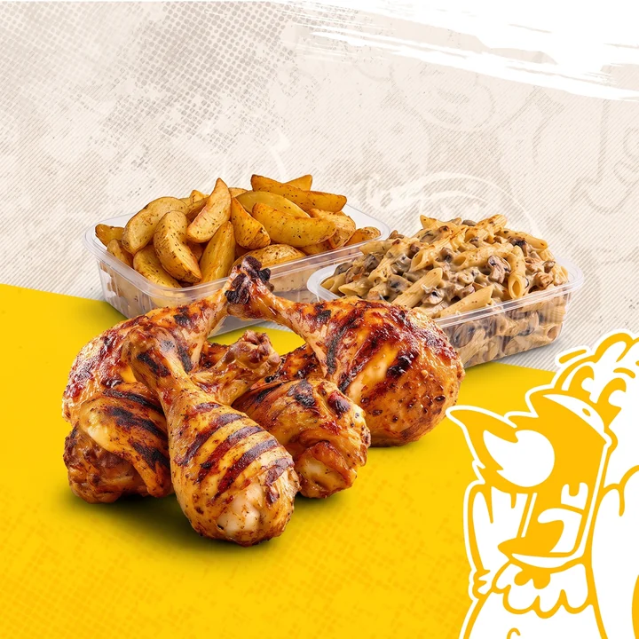 Menu Gourmand O&rsquo;Crousti : 4 cuisses ou 10 pilons, 2 accompagnements et 2 canettes
