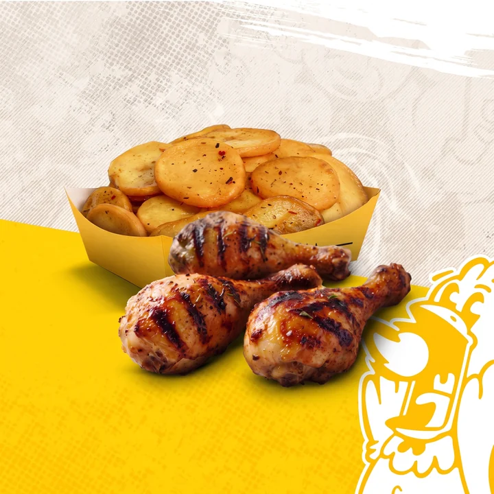 Menu Solo O&rsquo;Crousti : 1 cuisse, 3 pilons, 2 tenders, 2 saucisses ou 4 ailes, 1 accompagnement et 1 canette